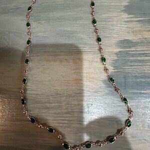 24 inch gold tone and green stone necklace from Thailand
